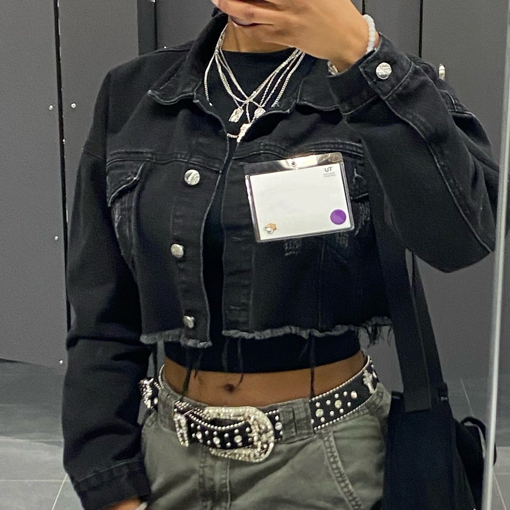 Black Distressed Crop Jacket